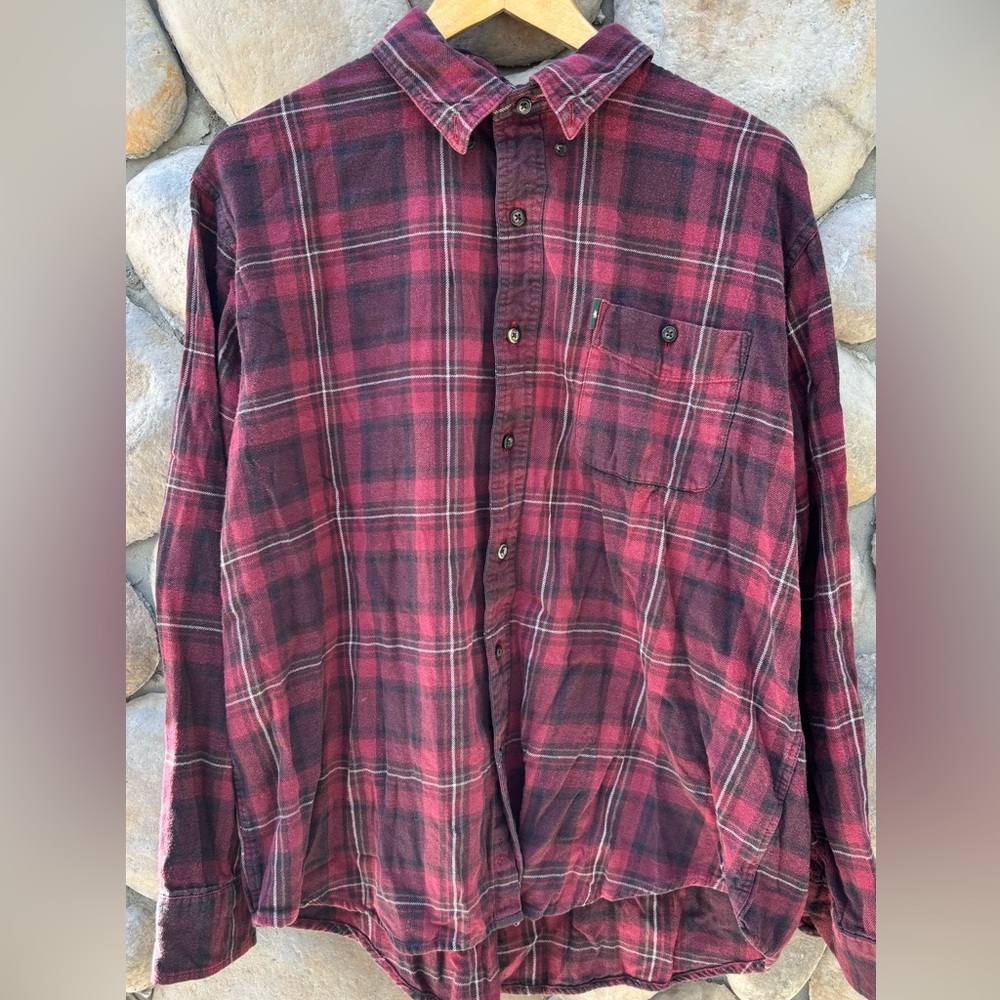 Bass Burgundy Plaid Button Down Flannel Shirt